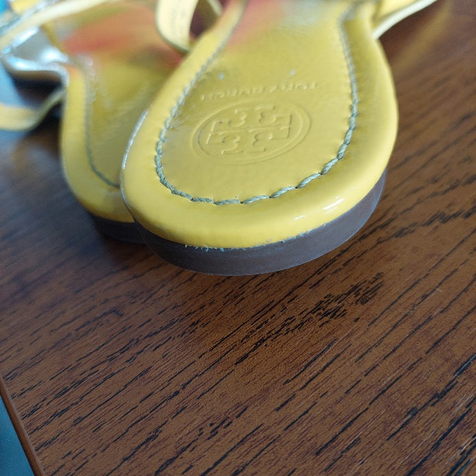Tory Burch Yellow Patent Leather 'Miller' Sandals | Gently Used |