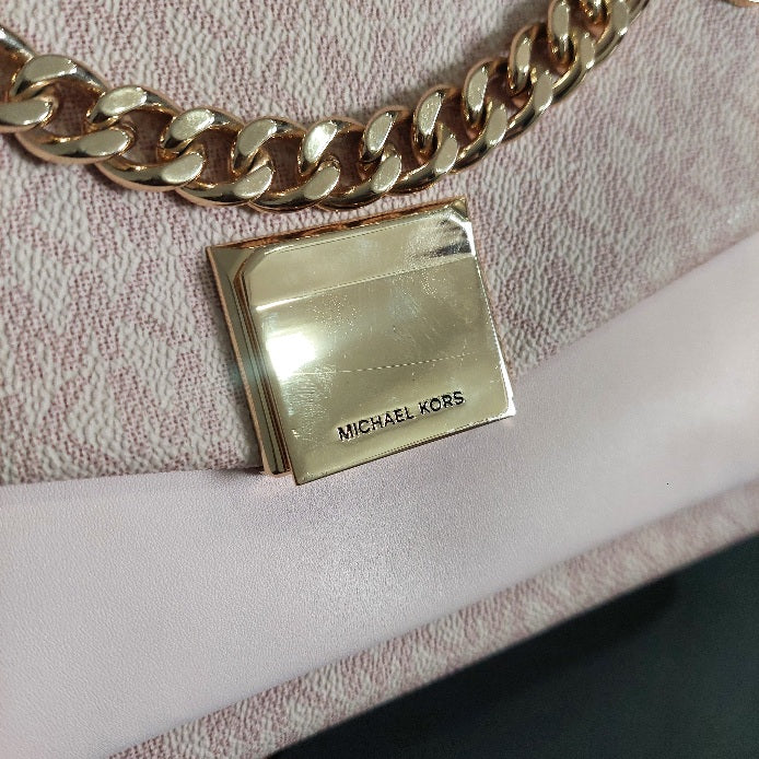 Michael Kors Ballet Pink Leatherette & Canvas Monogram Lita Crossbody Bag | Gently Used |