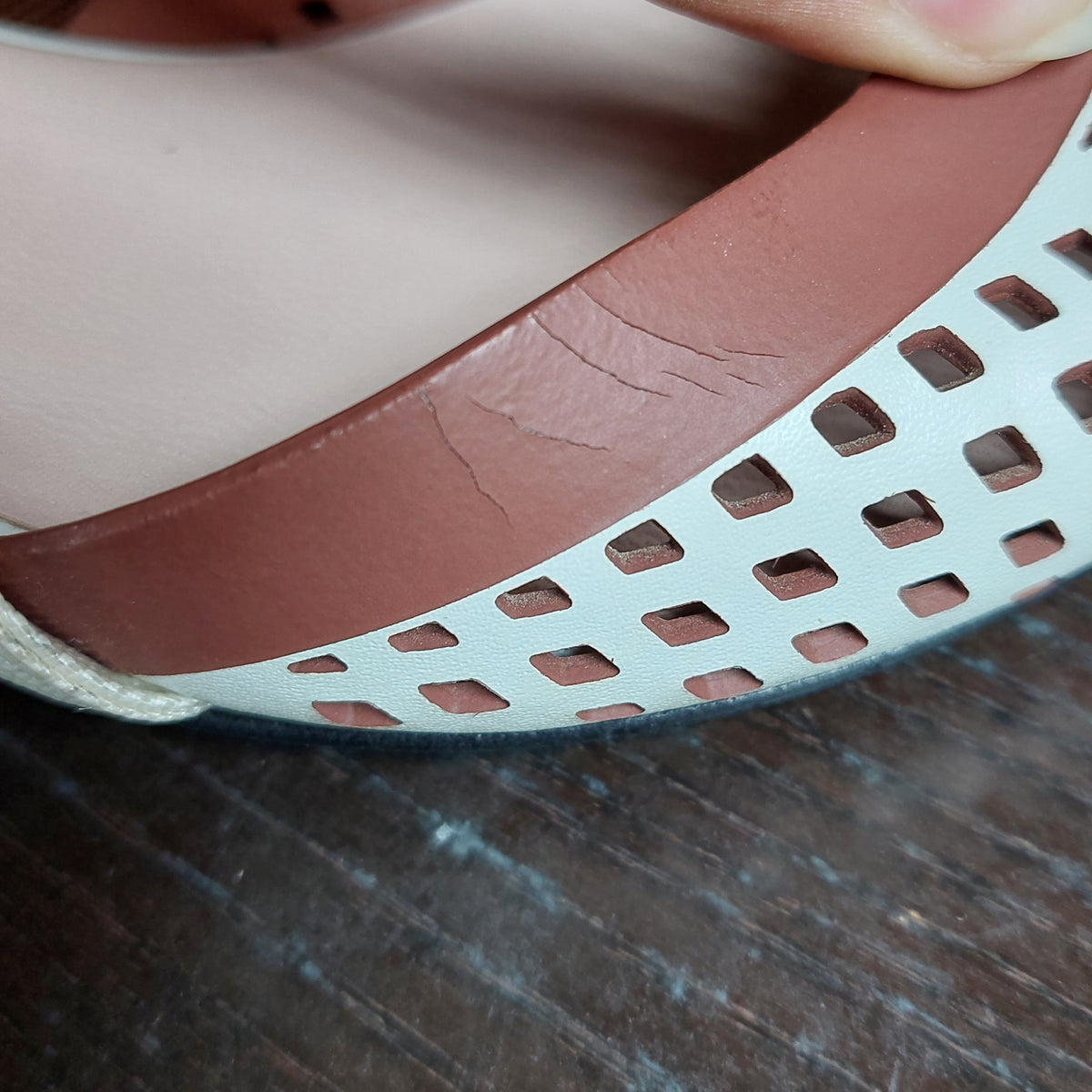 Fendi White/Brown Perforated Leather and Fabric Colibri Slingback Pumps | Pre Loved |