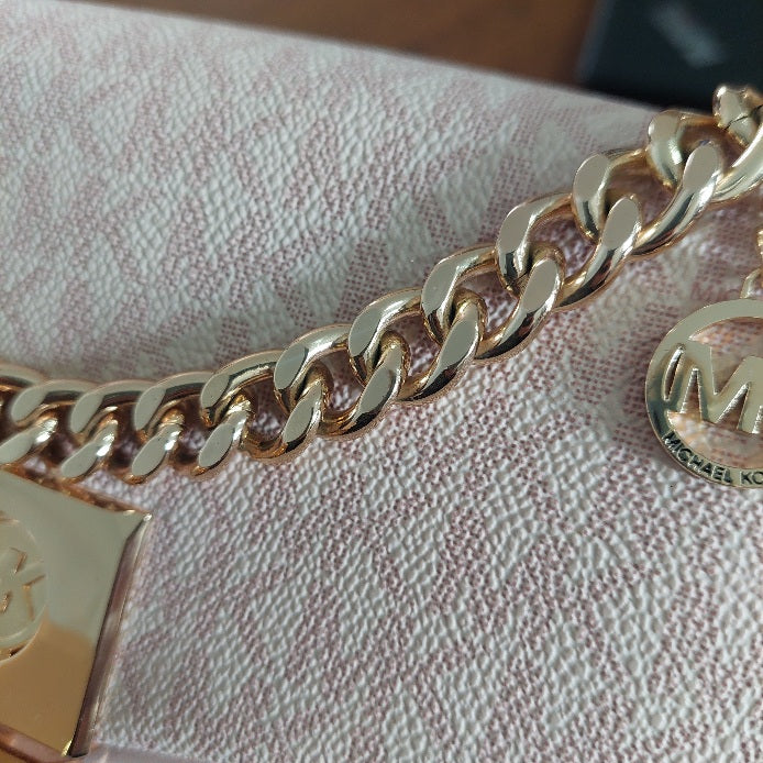 Michael Kors Ballet Pink Leatherette & Canvas Monogram Lita Crossbody Bag | Gently Used |