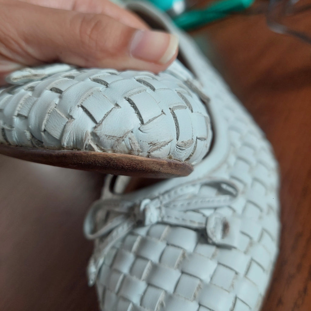 Dune White Leather Hartleys Ballet Flats | Pre Loved |