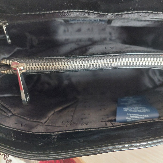 Armani Jeans Black Patent Leatherette Handbag | Pre Loved |