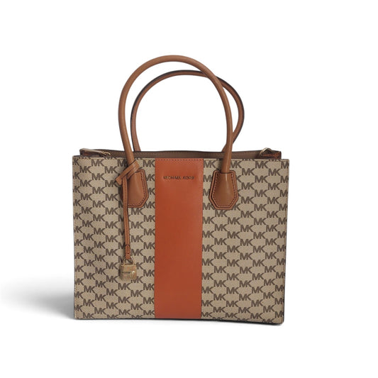Michael Kors Tan & Orange Mercer Large Striped Convertible Bag | Pre Loved |