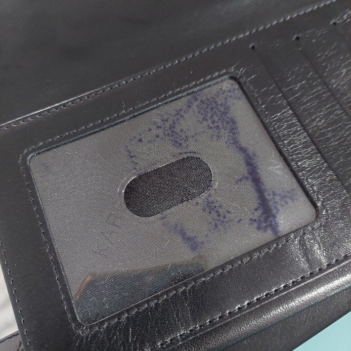 Karen Millen Black Canvas & Leatherette Monogram Tri-Fold Wallet | Brand New |