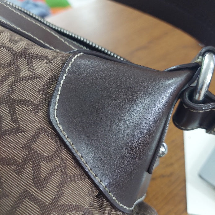 DKNY Monogram Canvas Leather Trim Hobo Bag | Gently Used |