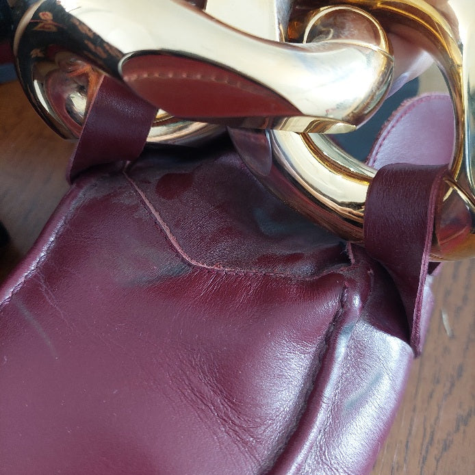 JW Anderson Maroon Chain Loafer Leather Mules | Pre Loved |