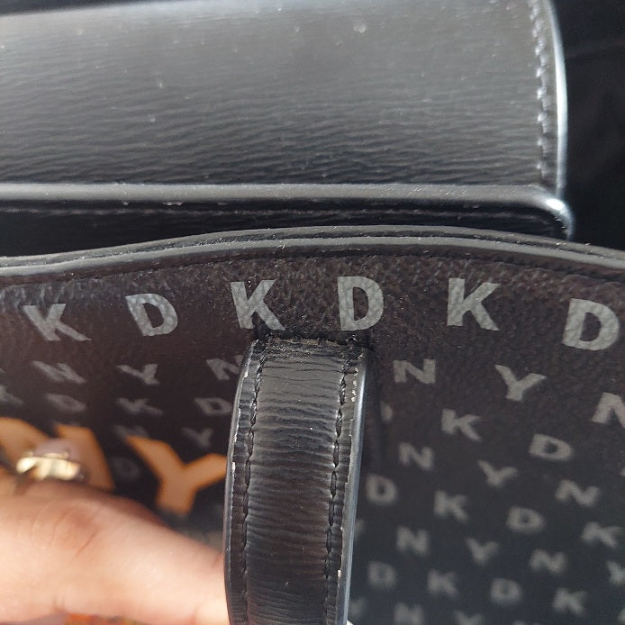 DKNY Black Medium Monogram Print Tote Bag | Gently Used |