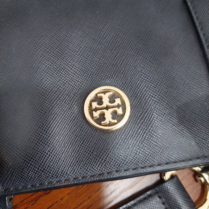 Tory Burch Black Dome Leather Satchel Bag | Pre Loved |