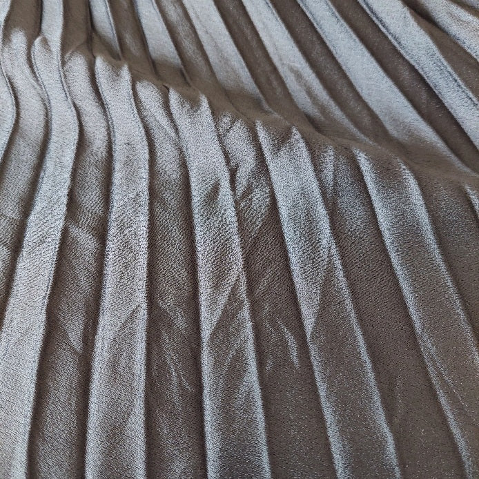 H&M Black Pleated Satin Midi Skirt | Gently Used |