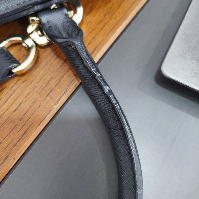 Tory Burch Black Dome Leather Satchel Bag | Pre Loved |