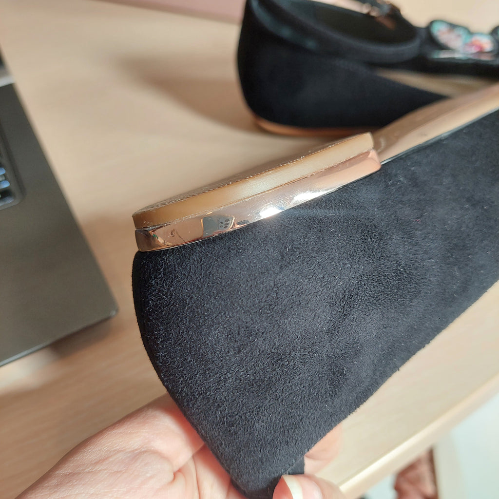 Sophia Webster Black & Multi Butterfly Suede Riva Pointed Flats | Pre Loved |