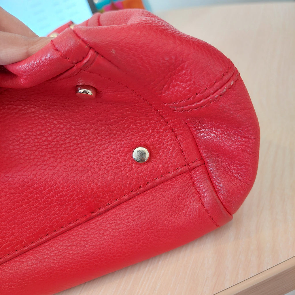 Kate Spade Red Leather Double Handle Crossbody Bag | Pre Loved |