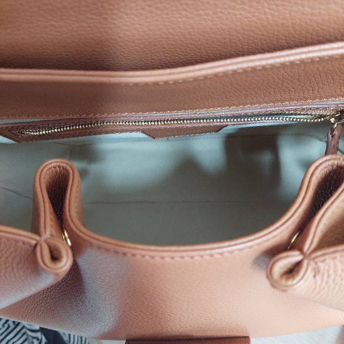 Polene Camel Textured Leather Numéro Un Edition Handbag | Like New |