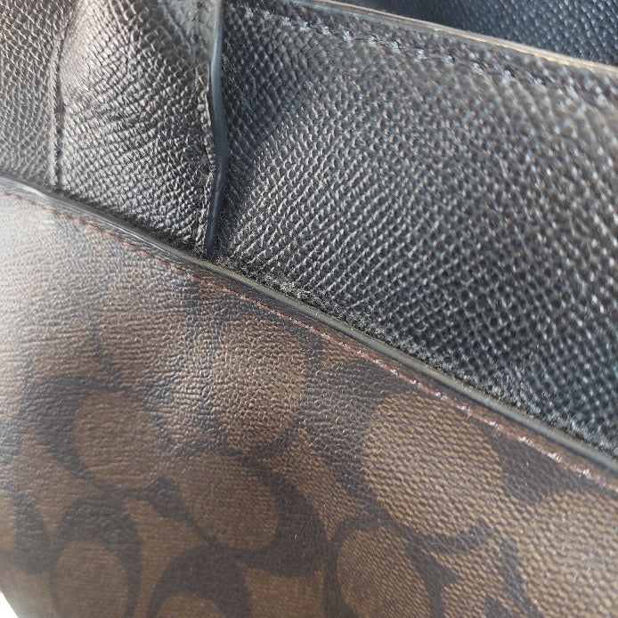 Coach Brown & Black Signature Coated Canvas 'Casey' Tote Bag | Pre Loved |