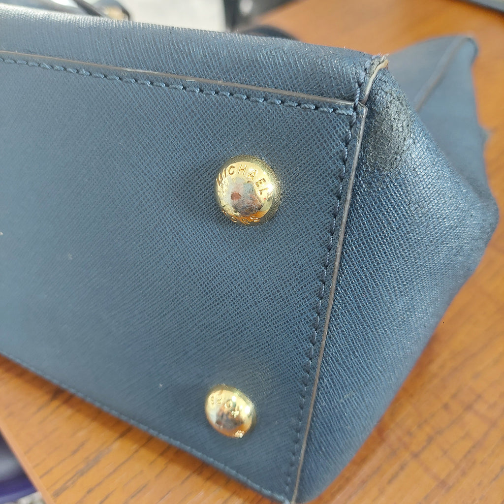 Michael Kors Navy Leather Handbag | Pre Loved |