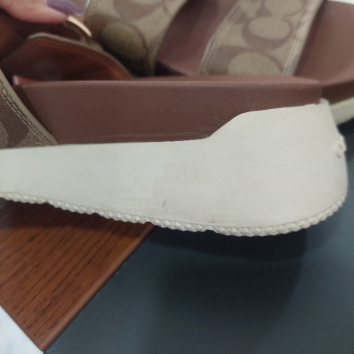 Coach Brown Monogram Signature Gwen Sandals | Pre Loved |