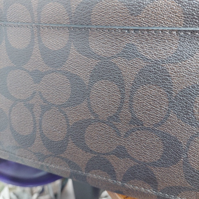 Coach Brown & Black Monogram Signature Coated Canvas Leather Ava Tote Bag | Pre Loved |