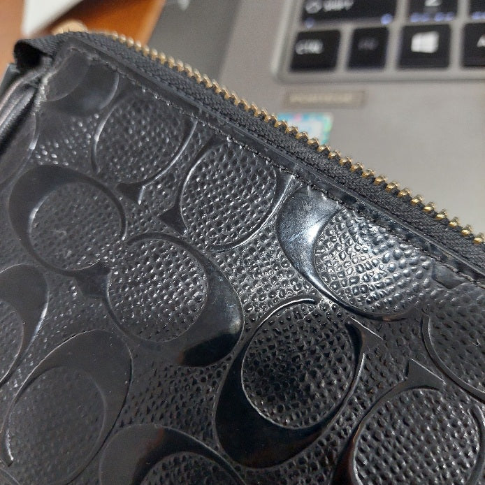 Coach Black Leather Signature Debossed Mini Bag | Pre Loved |