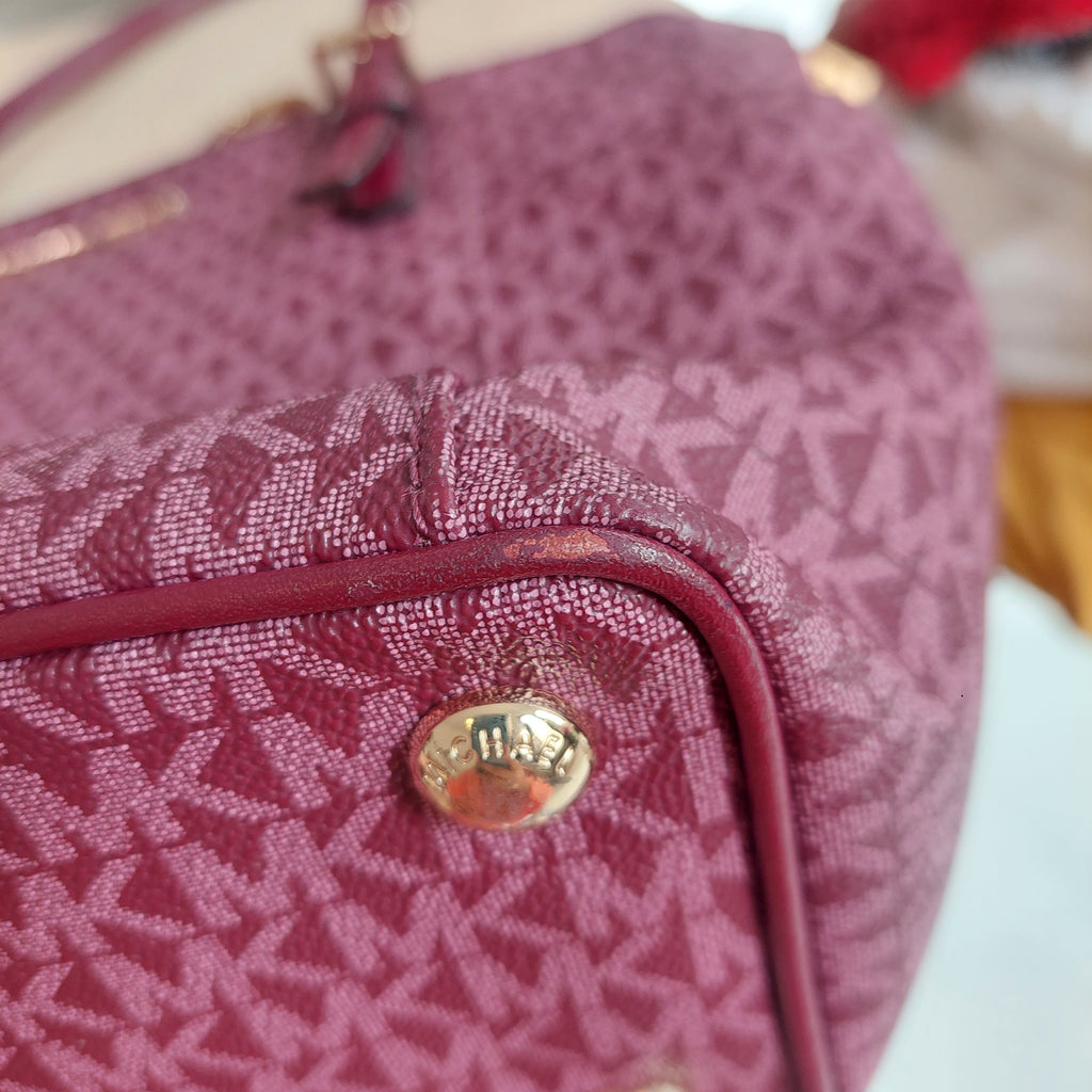 Michael Kors Plum Monogram Jet Set Travel Medium Tote | Pre Loved |