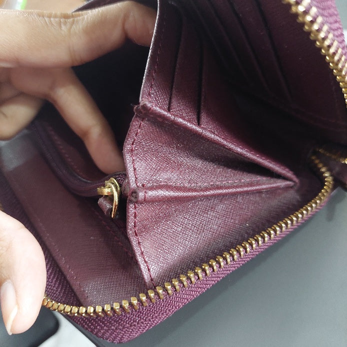 Tory Burch Burgundy Leather Zip-Around Wallet | Pre Loved |