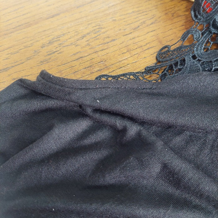 H&M Black Sleeveless Lace Shoulder Top | Pre Loved |