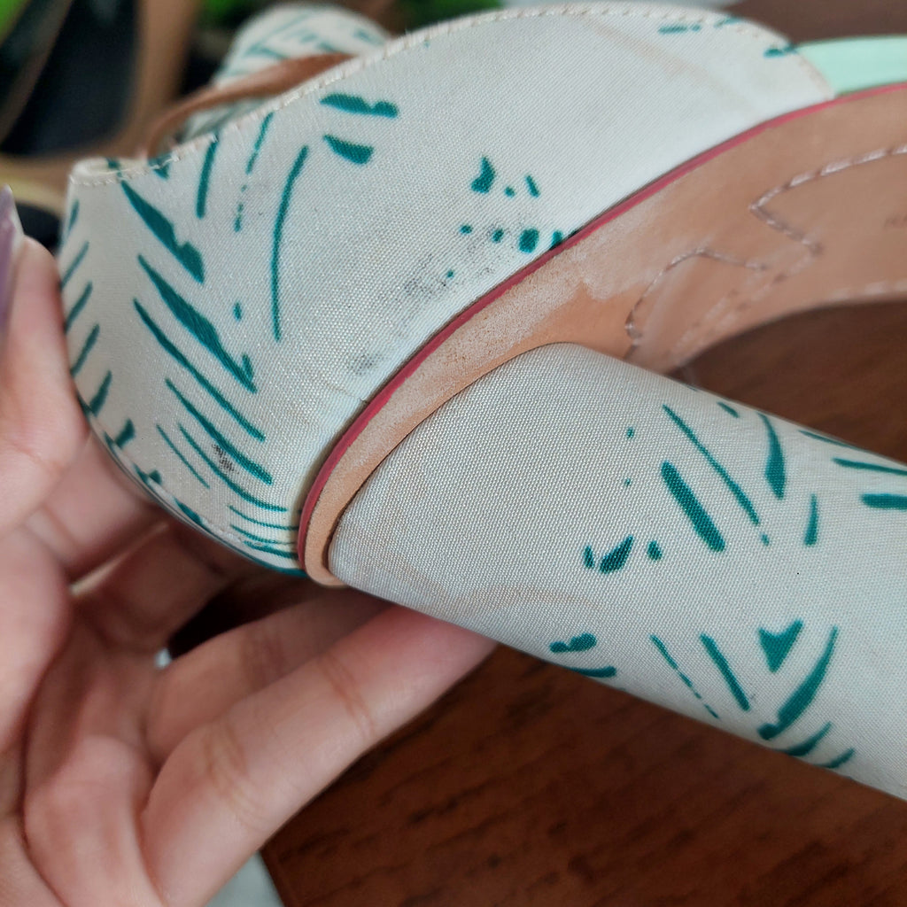 Sophia Webster For J.Crew Tropical Fabric Ankle Strap Heeled Sandals | Pre Loved |