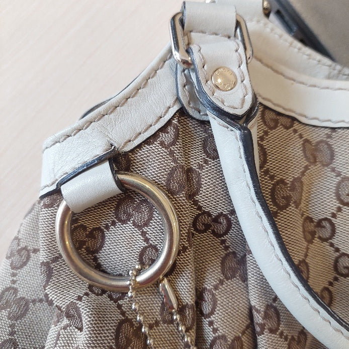 Gucci Beige Sukey Monogram Canvas With Leather Trim shoulder bag | Pre Loved |