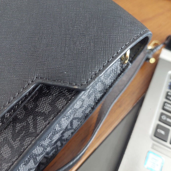 DKNY Black Millie Flap Cow Leather Coated Shoulder Bag | Brand New |