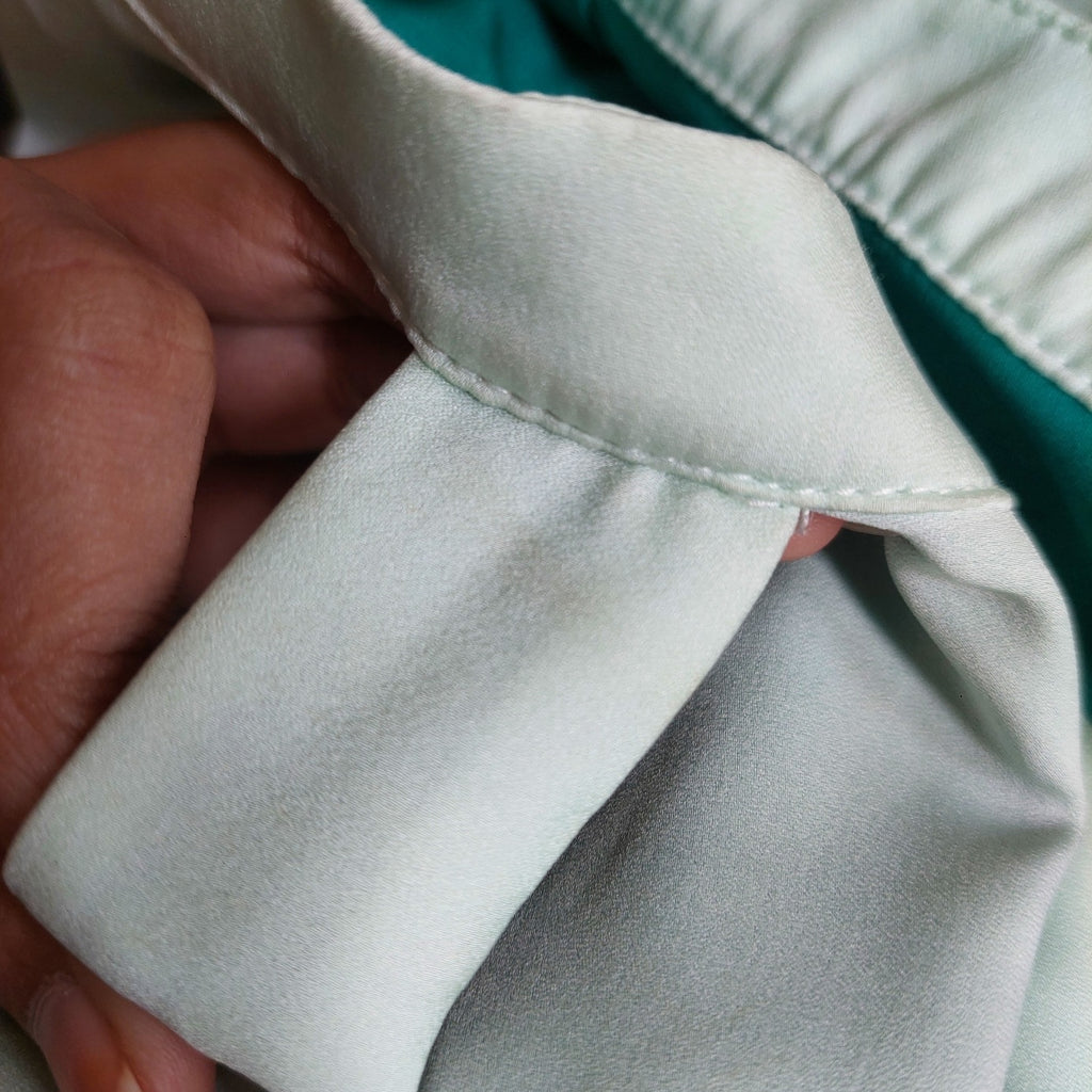Mango Light Green Button Down Flat Collared Satin Top | Brand New |