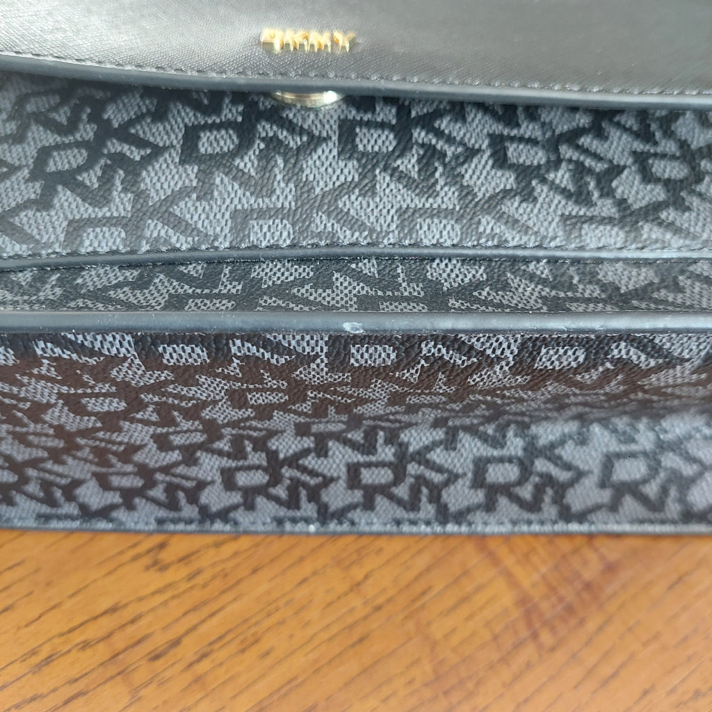 DKNY Black Millie Flap Cow Leather Coated Shoulder Bag | Brand New |