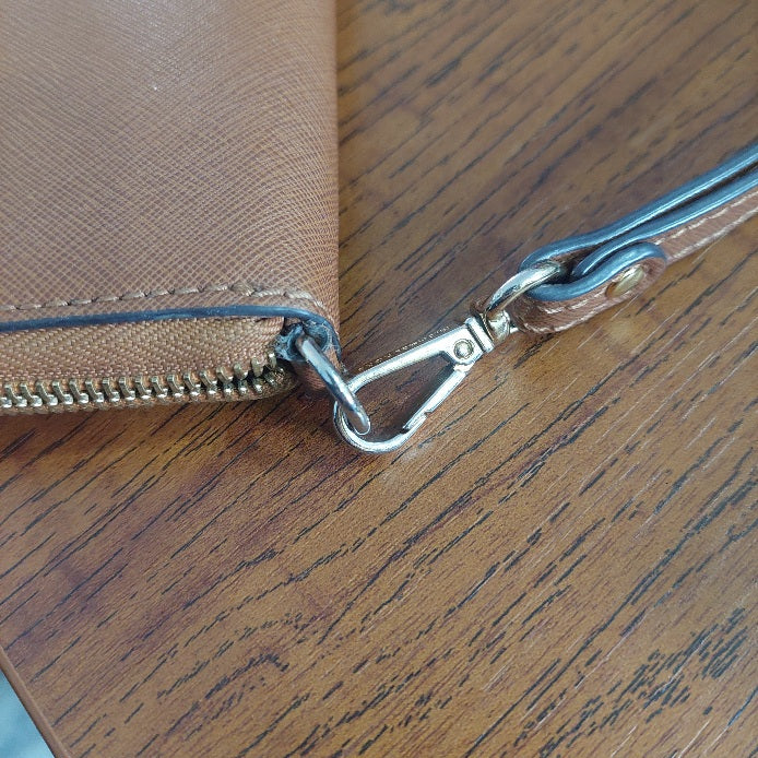 Michael Kors Tan Saffiano Leather Zip-Around Wallet | Pre Loved |