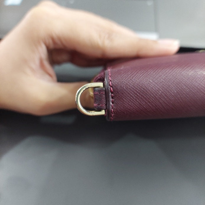 Tory Burch Burgundy Leather Zip-Around Wallet | Pre Loved |