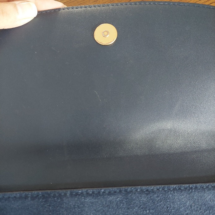 Tory Burch Royal Navy Leather & Suede Farrah Shoulder Bag | Gently Used |