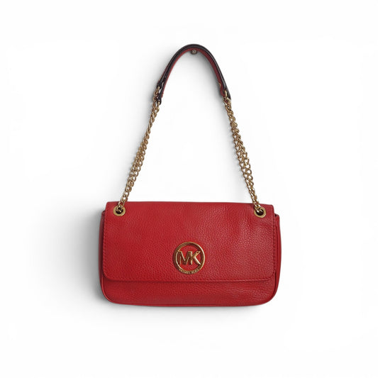 Michael Kors Red Fulton Small Shoulder Flap Bag | Pre Loved |