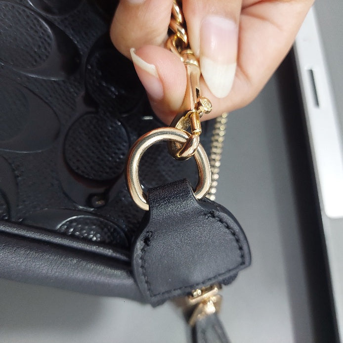 Coach Black Leather Signature Debossed Mini Bag | Pre Loved |