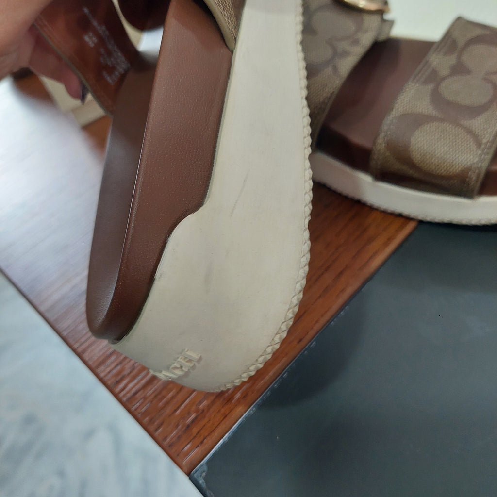 Coach Brown Monogram Signature Gwen Sandals | Pre Loved |
