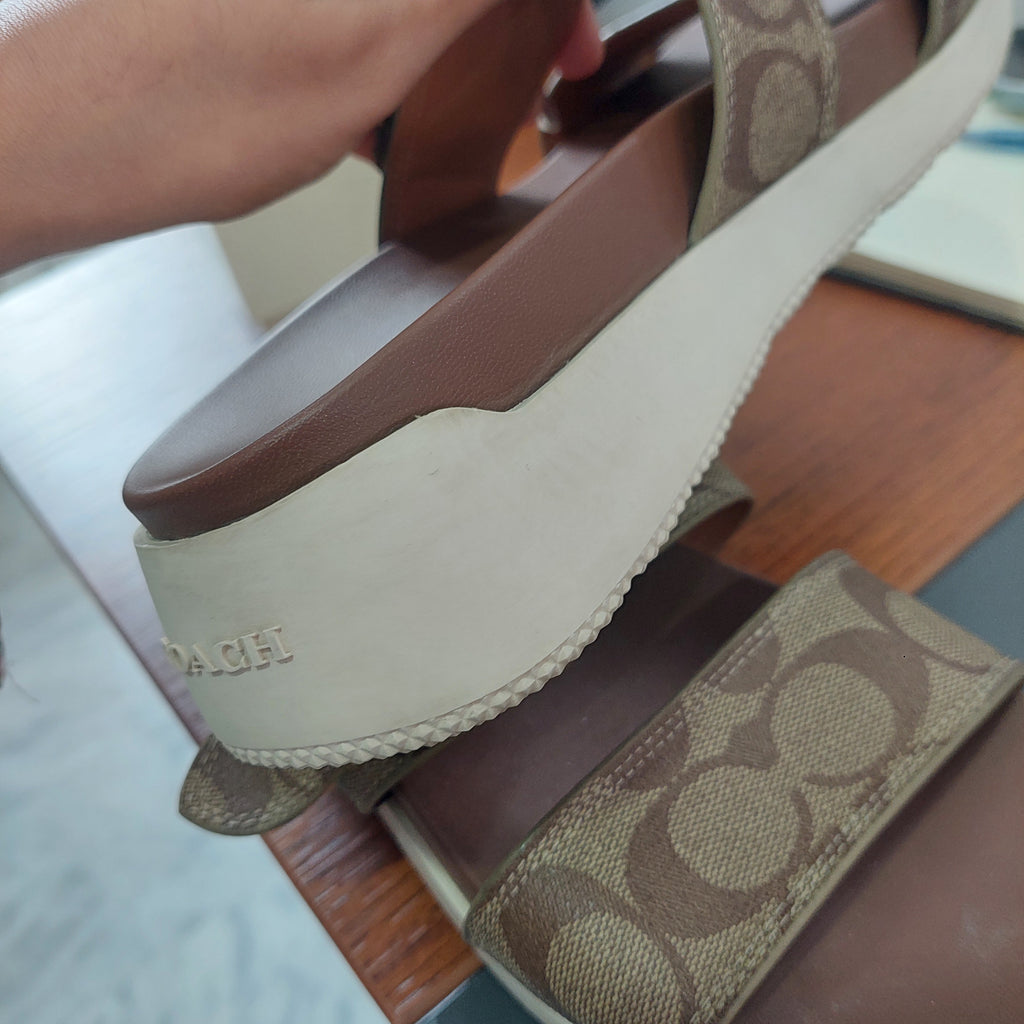 Coach Brown Monogram Signature Gwen Sandals | Pre Loved |