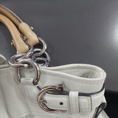 Salvatore Ferragamo White Leather Marisa Satchel Bag | Pre Loved |