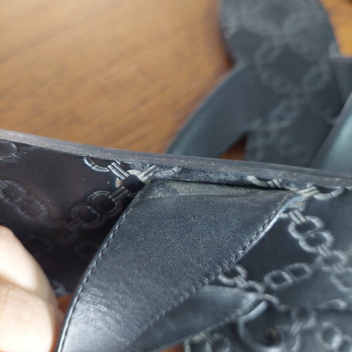 Tory Burch Black Leather Monroe Thong Sandals | Pre Loved |