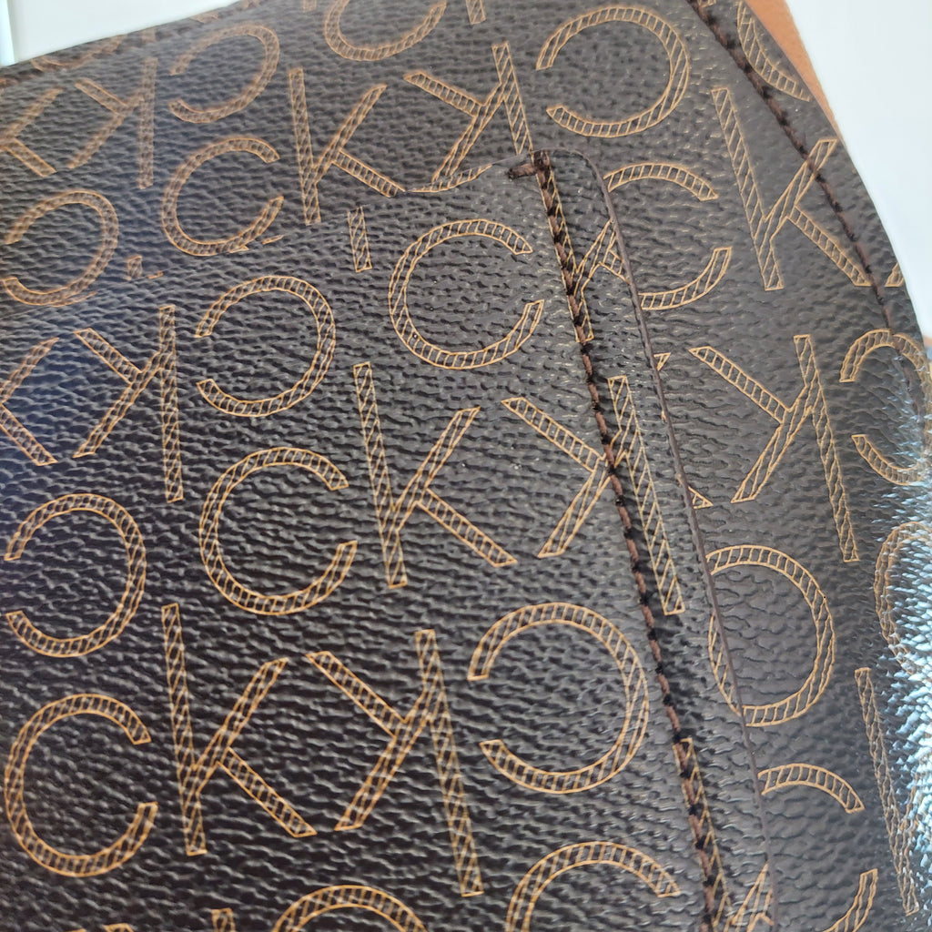 Calvin Klein Brown Monogram Triple Compartment Crossbody Bag | Gently Used |