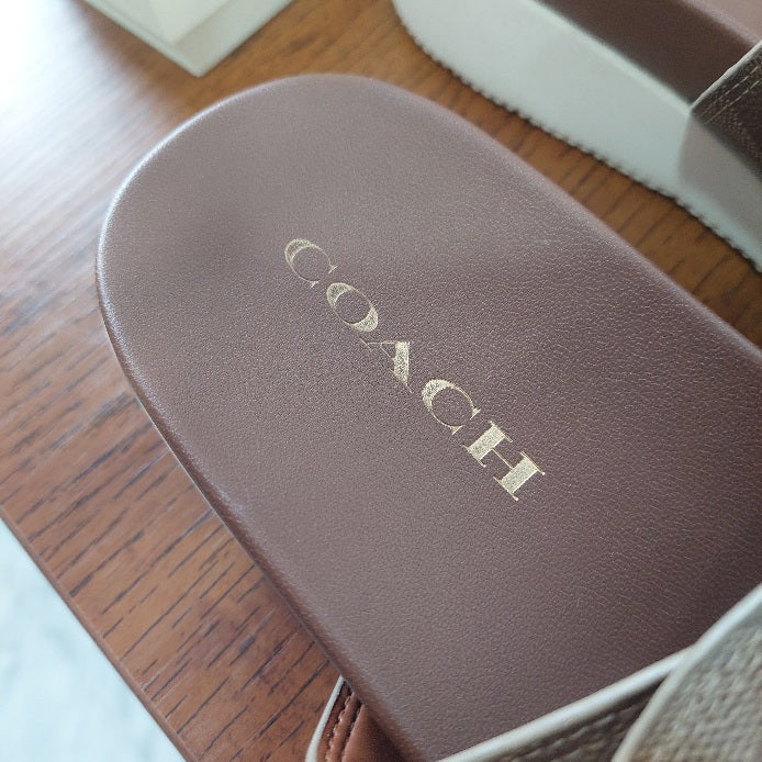 Coach Brown Monogram Signature Gwen Sandals | Pre Loved |
