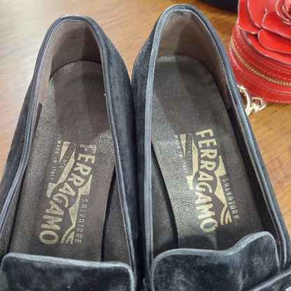 Salvatore Ferragamo 'Dilett' Black Velvet Loafers | Gently Used |
