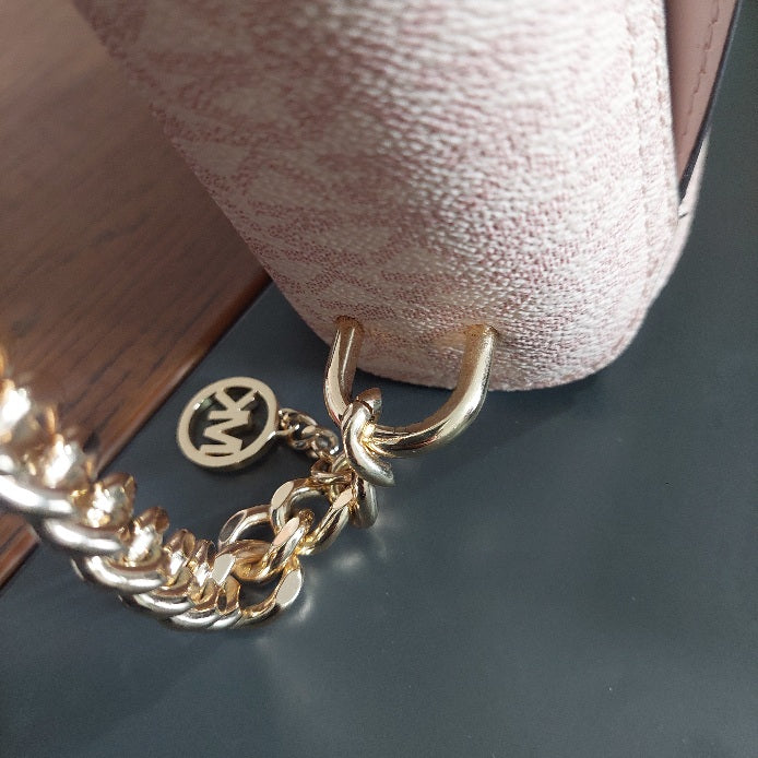 Michael Kors Ballet Pink Leatherette & Canvas Monogram Lita Crossbody Bag | Gently Used |