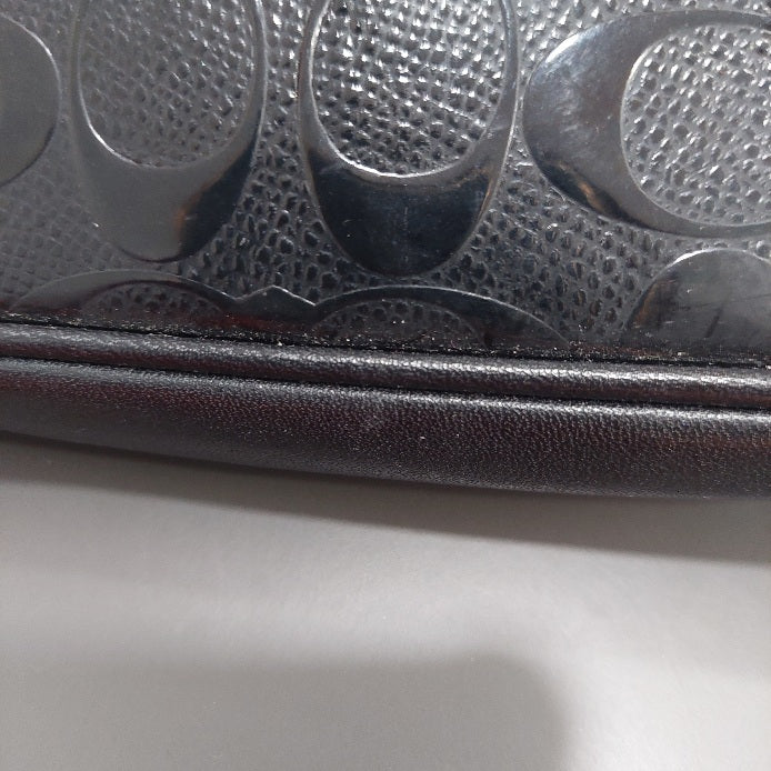 Coach Black Leather Signature Debossed Mini Bag | Pre Loved |