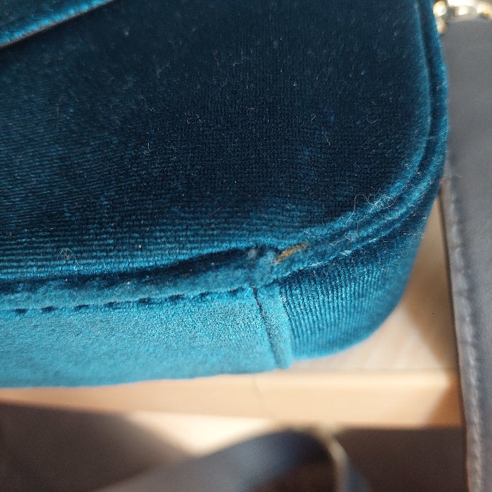 Guess Teal Vivi Velvet Top-Handle Flap Bag | Pre Loved |