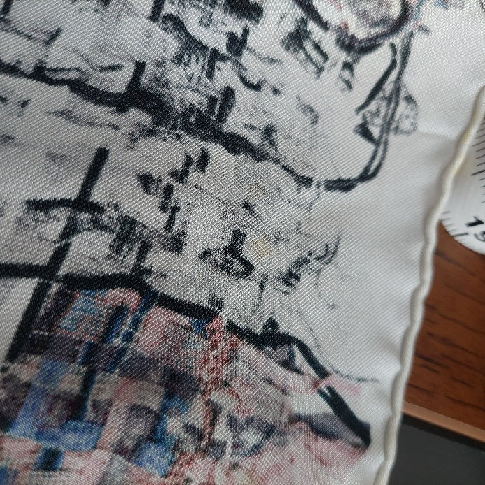 Chanel White Abstract Print Silk Square Scarf | Pre Loved |