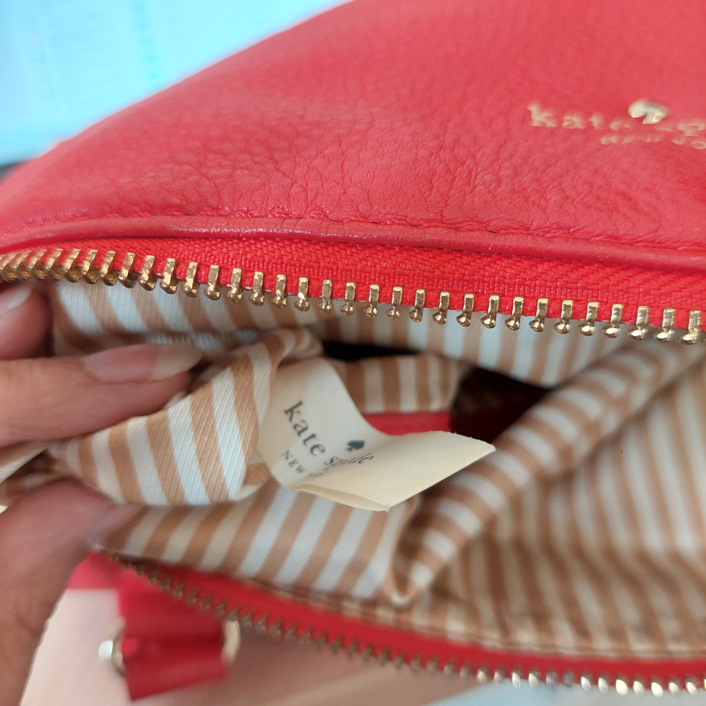 Kate Spade Red Leather Double Handle Crossbody Bag | Pre Loved |
