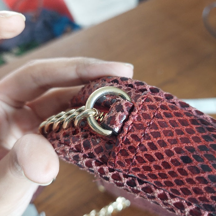 Michael Kors Red Leather Python Pattern Small Crossbody Bag | Pre Loved |