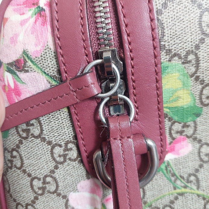 Gucci Pink/Beige GG Supreme Canvas Medium Blooms Boston Bag | Gently Used |