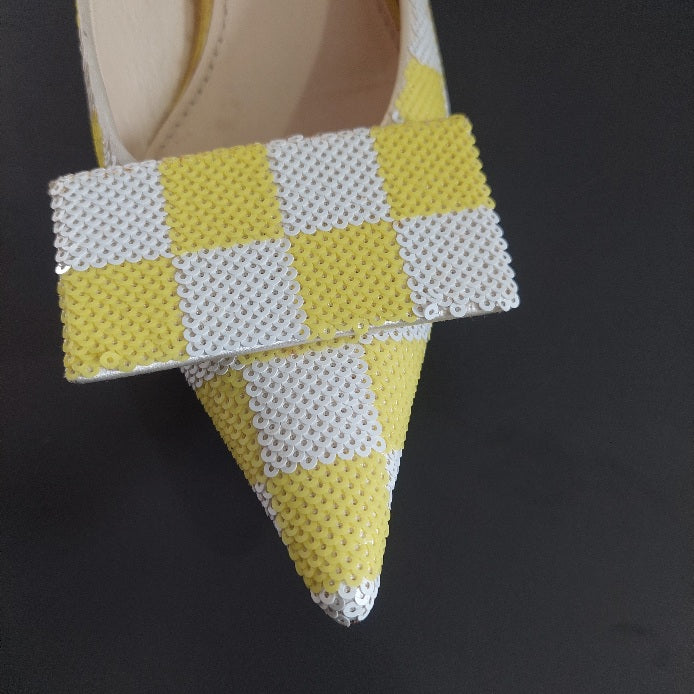 Louis Vuitton Yellow & White Magic Square Pumps | Pre Loved |